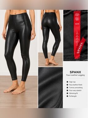 SPANX Faux Leather Leggings in Black